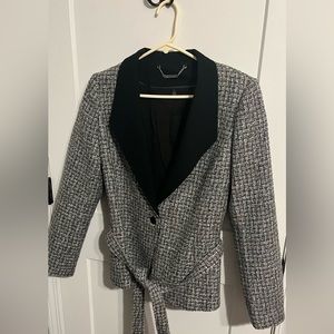 White black blazer/jacket. Warm cozy.